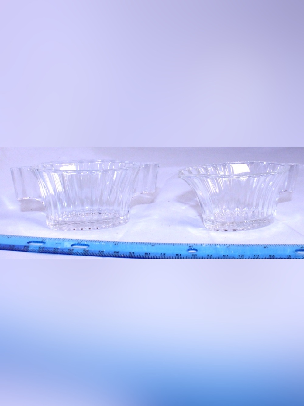 Vintage Heisey Ridgeleigh Clear Glass Mini Sugar & Creamer Set Art Deco Ribbed